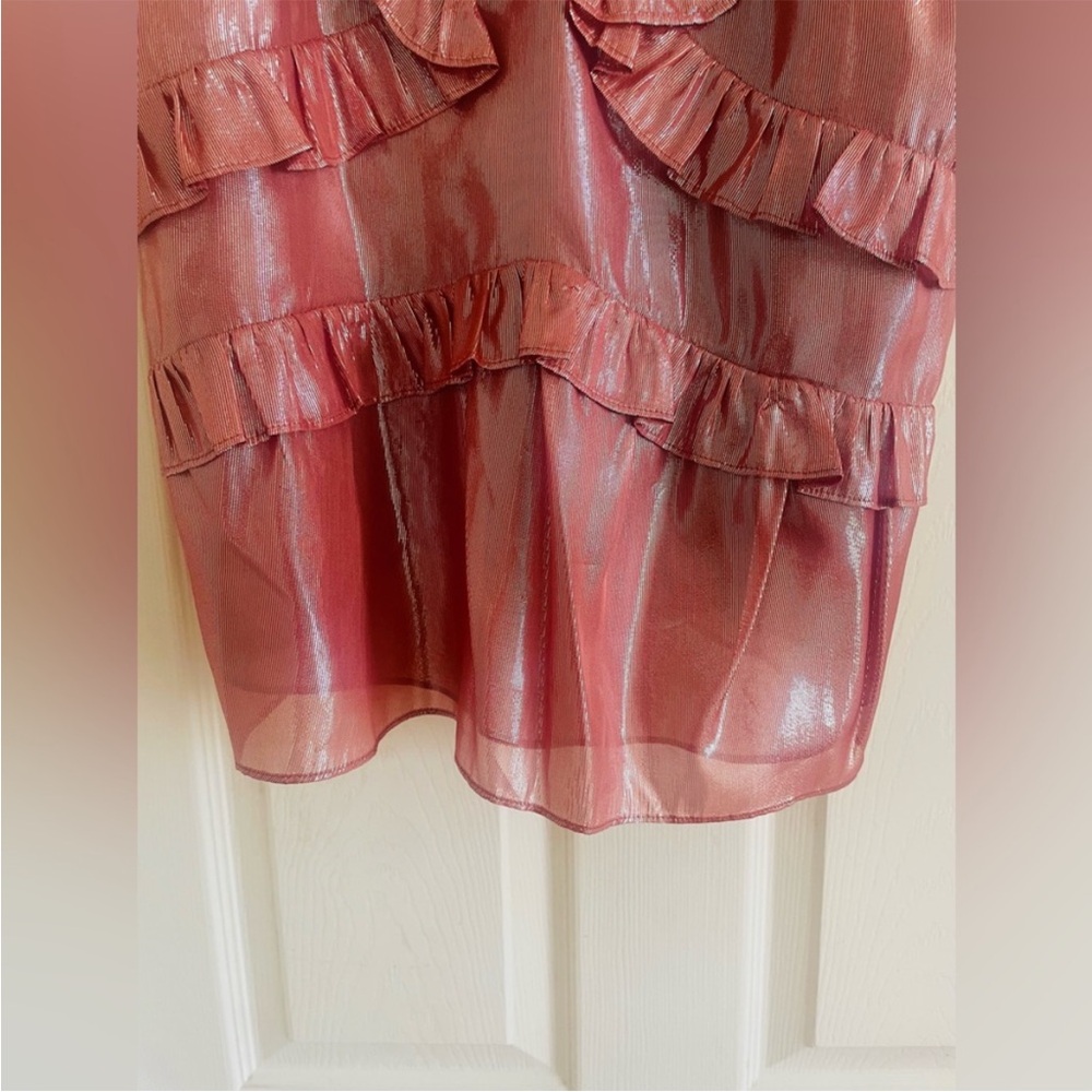Rebecca Taylor Metallic Pink Ruffled Tunic - Picture 5 of 10